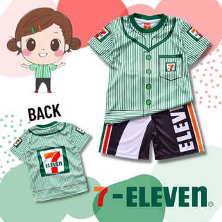 7-11 เสื้อผ้าเด็ก ชุดเด็กแฟชั่น ชุดอาชีพเด็ก ชุดเด็กลายการ์ตูน ผ้าไมโครเกรดA เสื้อแขนสั้น+กางเกงขาสั้น ลายพนักงานเซเว่น