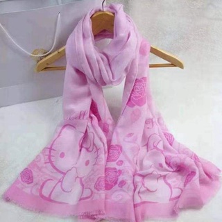 ผ้าพันคอ​/ผ้าคลุมไหล่​ลายkittyสีชมพู​ขนาดใหญ่​70×180cm.