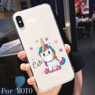 เคสใส ลายยูนิคอร์นน่ารัก สําหรับ Moto G4 G5 G5S G6 G7 G8 G9 G20 G30 G100 E4 E5 E6 Plus Play