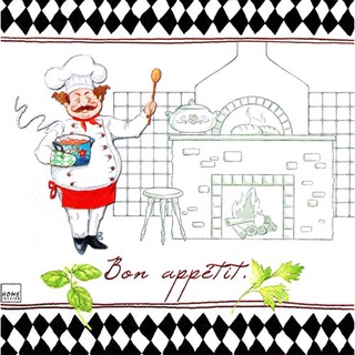 Pladao Napkin ภาพการ์ตูน สามพ่อครัว Bon Appetit Chef กระดาษ แนพกิ้น สำหรับงานศิลปะ เดคูพาจ decoupage ขนาด L 33x33