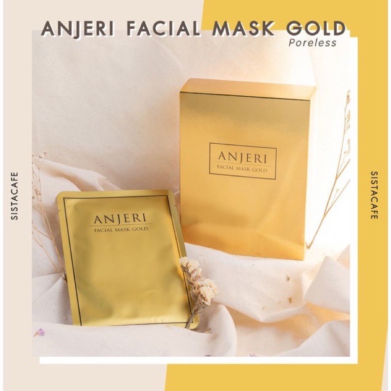 มาส์ก Anjeri Facial Mask ** 1กล่อง** gold สีทอง แผ่นมาส์กหน้า สูตรผิวขาว แท้ 💯%EXP05/2024
