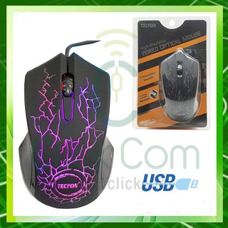 MOUSE TECFON รุ่น TF-128 เมาส์ Gaming ไฟ 7 สี #ไฟกระพริบเปลี่ยนสลับอัตโนมัติ