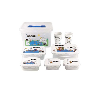 Moomin ชุดกล่องถนอมอาหาร ลายลิขสิทธิ์แท้มูมิน Moomin รุ่น 6819-S14 เข้าไมโครเวฟได้ รวม 14 ชิ้น (6 กล่อง + 2 แก้ว)