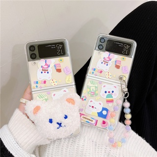 ใหม่ เคสโทรศัพท์มือถือ PC แข็ง แบบใส กันกระแทก ลายหมีแคนดี้ สําหรับ Samsung Galaxy Z Flip 4 5G Z Flip 3