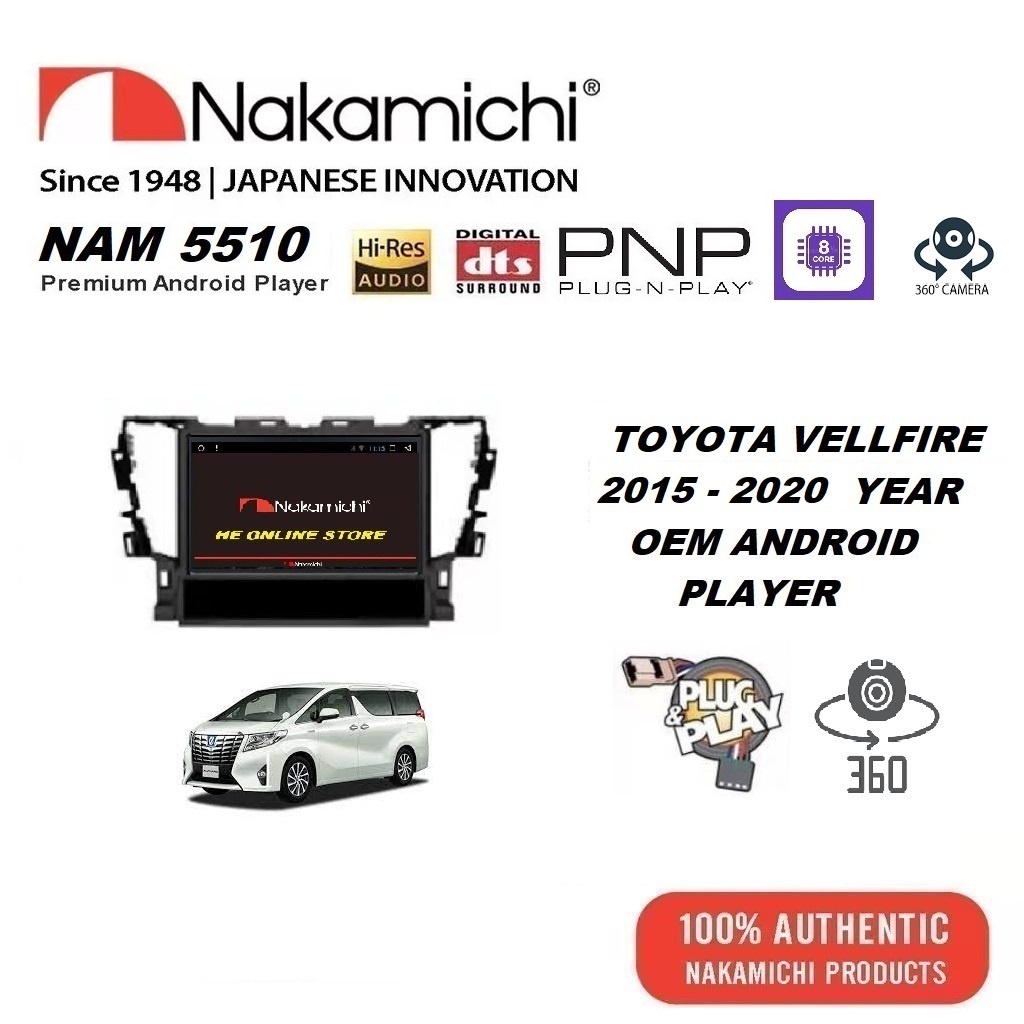 TOYOTA VELLFIRE ANH - 30 [ NAKAMICHI ] NAM5510 -AX DSP 360 ระบบกล้อง Android Player