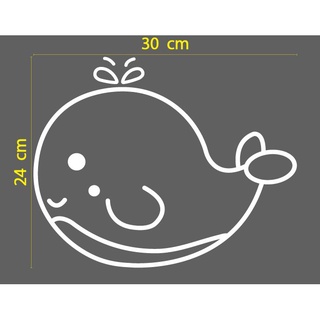 สติกเกอร์ ตัด รูป ปลาวาฬ น่ารัก เลือกสี ได้ ขนาด 24 x 30 ซม. - Cute Cartoon Whale Sticker Decal วัสดุ PVC กันน้ำ ทนแดด