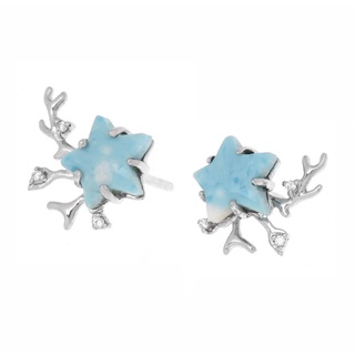 Aevari Star Seaside Earrings 925 Silver with Cobic Zirconia , Larimar Stone &amp; Rhodium Plated
