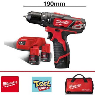 Milwaukee M12BPD สว่าน12V ไร้สาย (รุ่นมีแปรงถ่าน) สีแดง