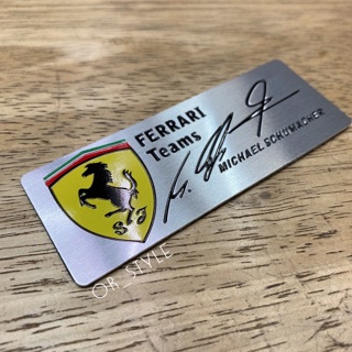 โลโก้ FERRARI เพลทอลูมิเนียมบาง ขนาด 8x3cm