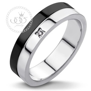 555jewelry แหวน รุ่น MZR-1015-B-S (สี Black)