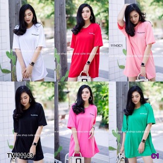 &lt;TW11143&gt;Dress oversize เดรสสั้นทรงโอเวอร์ไซส์ ปักลายตัวหนังสือ หน้า-หลัง เนื้อผ้า cotton slaf ผ้าใส่สบาย