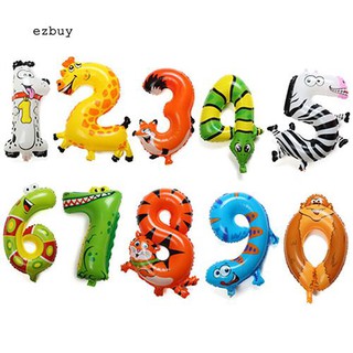 Animal Number Foil Balloons Kids Party Birthday Wedding Décor Ballon Child Gift