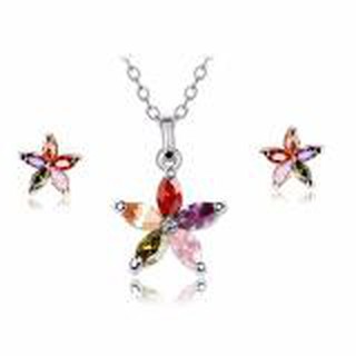MiStyles ชุดเครื่องประดับ คริสตัล ตุ้มหู ต่างหู สร้อยคอ จี้ SWAROVKI - Lucky Star 0489
