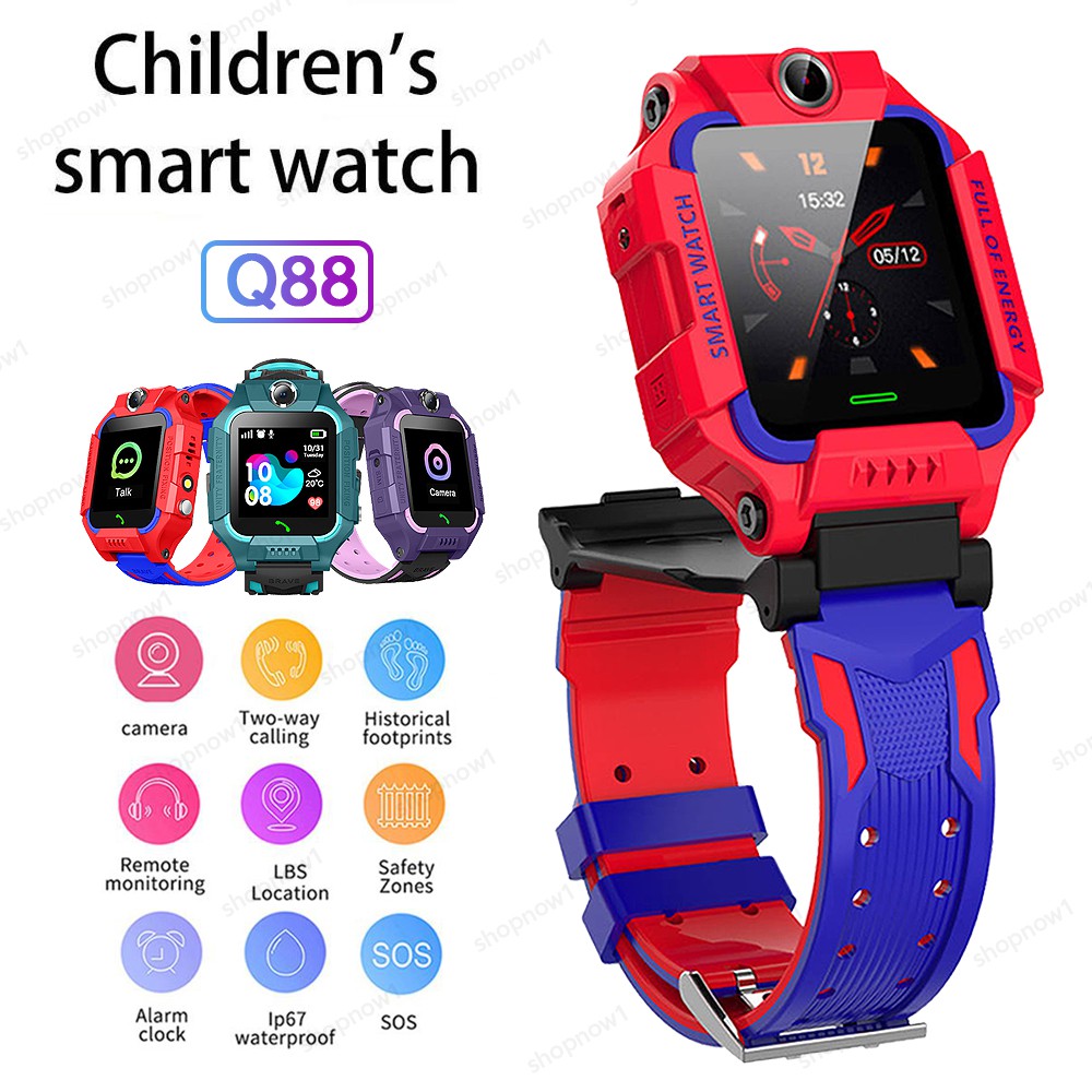 [เนนูภาษาไทย] Z6 นาฬิกาเด็ก Q88 เด็กดูสมาร์ทโฟนโทรศัพท์นาฬิกาหน้าจอสัมผัสSOS+LBS 2G ตำแหน่งนาฬิกาซิม Q19 Kids SmartWatch