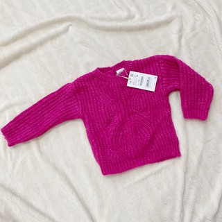 เสื้อหนาวเด็ก Zara Knitted sweater สีชมพู size 18-24M