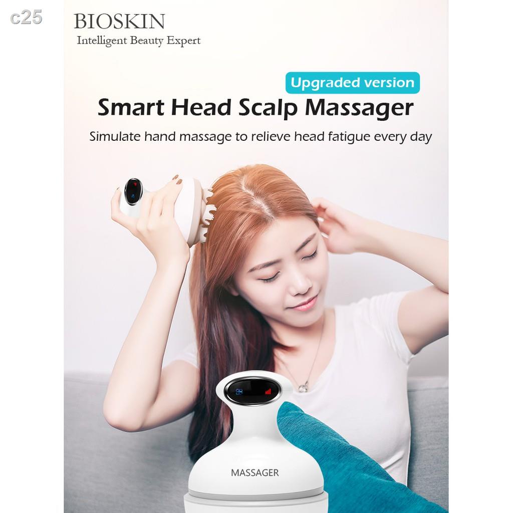 ✧❖✴BIOSKIN Smart Head Scalp Massager USB Charging Wireless Head Electric Massage Device Stress Relax Body Back Massager
