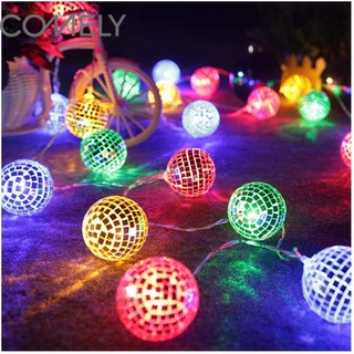 COMELY ไฟตกแต่งห้อง ชุดไฟ LED ไฟประดับ ไฟปีใหม่ ไฟตกแต่งงาน สีสันสวยงาม Fairy Moroccan Hollow Metal Ball LED String Lights มี3สีให้เลือก 10/20LED