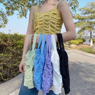 💟พร้อมส่ง💟AL-CF-363 เสื้อกล้ามไหมพรม เสื้อสายเดียว ผ้านิ่ม ยืดหยุ่นได้ ใส่สบาย สีพื้นเข้าชุดง่าย