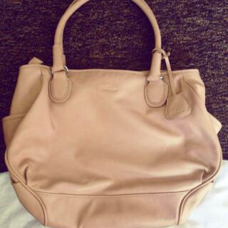 Used kipling แท้ 100%# leather NEIMA shoulder hand bag* large*color:PALE PEACH**