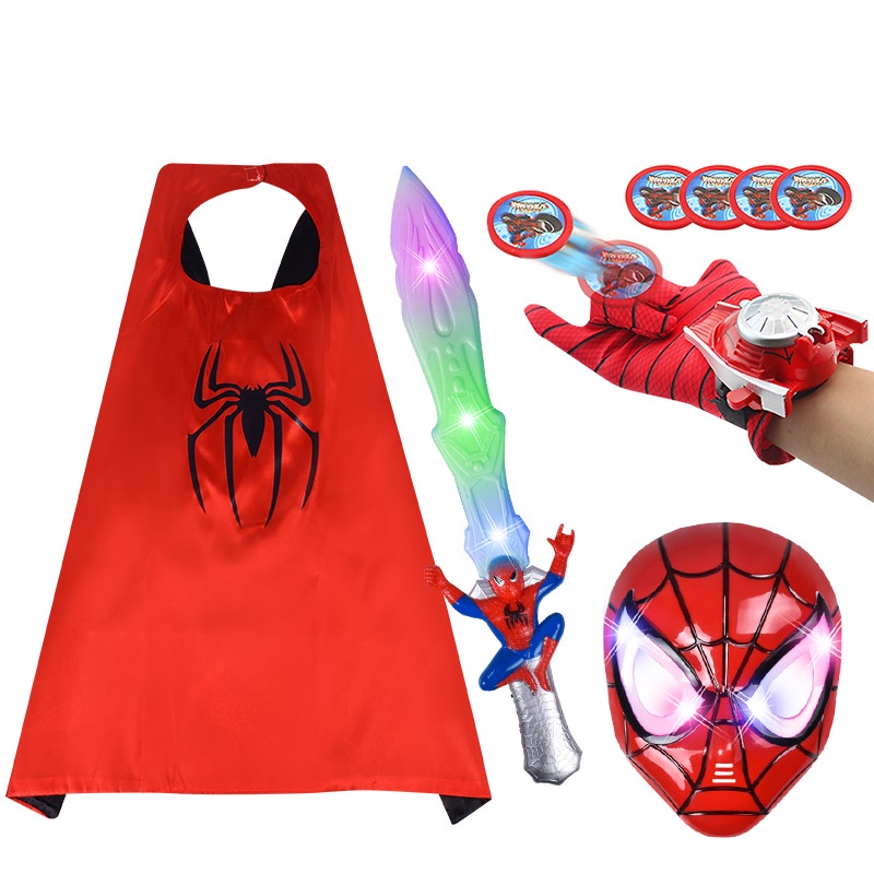 Randomly give one piece as a giftSpiderman หน้ากากของเล่นชุดหมวก blindfold อนุบาลประสิทธิภาพ props เด็กชายฮาโลวีนเปิดตัว