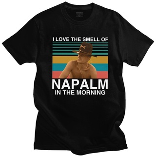 เสื้อยืดคอกลมเสื้อยืดแขนสั้น ผ้าฝ้าย พิมพ์ลาย I Love The Smell of Napalm in The Morning สําหรับผู้ชายS-5XL