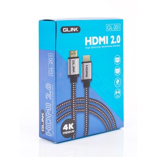 Cable GLINK GL-201 HDMI 3D 4K (V.2.0) M/M (5M) สายถัก