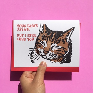 การ์ดอวยพร น่ารัก พร้อมซอง การ์ดบอกรัก วันครบรอบ ลายแมว Your Farts Stink But I Still Love You Funny Cat Anniversary Card