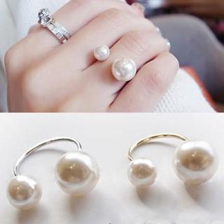 lusion แหวนมุกสีทองสีเงินปรับได้สไตล์โบฮีเมียนสําหรับผู้หญิง