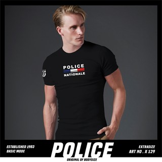 Police Bodysize  เสื้อยืดคอกลม ทรง Slim fit พอดีตัว สีขาว,ดำ,เทา, ใส่ได้ทั้งผุ้ชาย/ผู้หญิง (รหัส : F595,B400,X129)