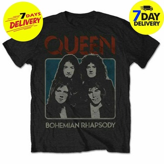 เสื้อยืดคอกลมcrew neckQueen freddie Mercury Silhouette r0ck ผู้ชายผ้าฝ้าย 100% เสื้อยืด plus ขนาดคลาสสิก sportwear วันพ่