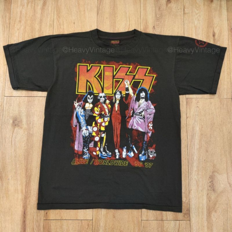 KISS ALIVE WORLDWIDE TOUR JAPAN '96 '97 ฟอกไบโอ [FADE] เสื้อ เสื้อทัวร์ วงคิสสีเฟดเทา