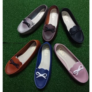 Size 38-45 รองเท้าคัทชู หนังนิ่ม แบบผูกโบว์สี Lily Shoes [โค้ด SEUWS922 ลดสูงสุด 20%]