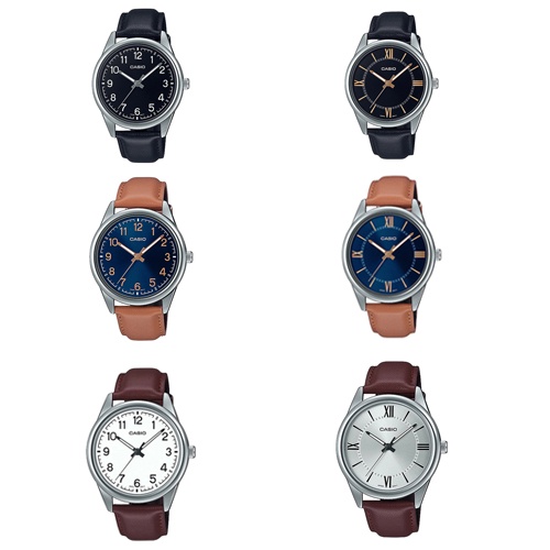 CASIO นาฬิกาข้อมือผู้ชาย สายหนัง  รุ่น MTP-V005L,MTP-V005L-1B4,MTP-V005L-1B5,MTP-V005L-2B4,MTP-V005L-2B5,MTP-V005L-7B5