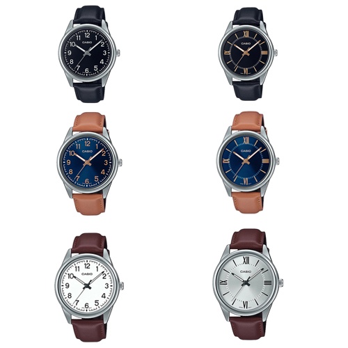 CASIO นาฬิกาข้อมือผู้ชาย สายหนัง  รุ่น MTP-V005L,MTP-V005L-1B4,MTP-V005L-1B5,MTP-V005L-2B4,MTP-V005L