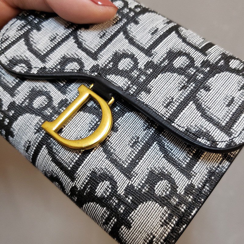 แฟชั่น All-Match Pattern Letter D Buckle Coin Purse Simple Folding Hand Card Holder