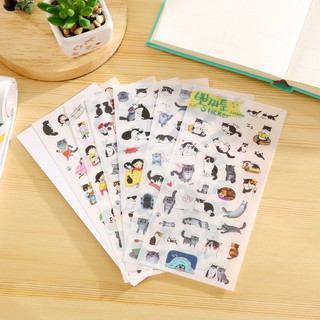 สติ๊กเกอร์ลายแมวน่ารัก 6 แผ่น