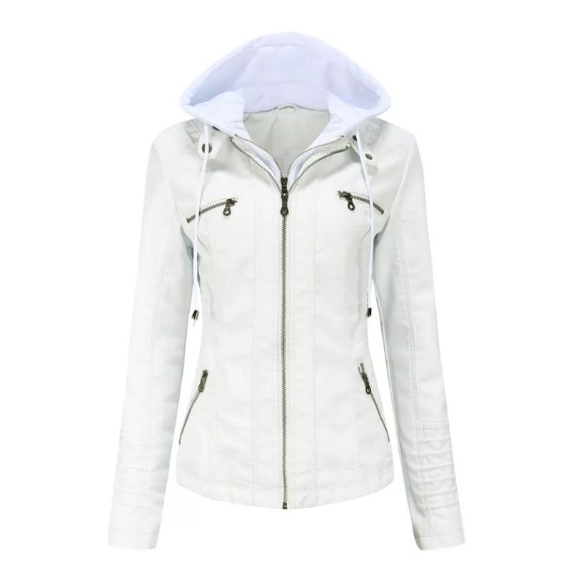 เสื้อแจ็คเก็ตหนังผู้หญิง/SYNTHETIC JACKET/DOUBLE ZIPPER JACKET SYNTHETIC LEATHER JACKET