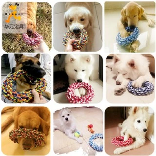 Happy PETs ของเล่นสุนัข เชือกกัดวงกลม สำหรับสุนัขขนาดใหญ่ เชือกขัดฟัน ของเล่นหมา