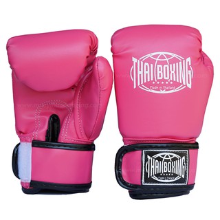 THAIBOXING นวมหนังเทียม  สีชมพู  สำหรับเด็ก ผู้ใหญ่ นวมซ้อมมวย นวมชกมวย BOXING GLOVES