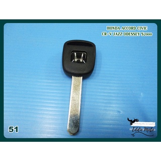 HONDA ACCORD CIVIC CR-V JAZZ ODESSEY S2000 BLANK KEY "BLACK" &amp; WHITE (51) // กุญแจเปล่า กุญแจรถยนต์ฮอนด้า พื้นดำโลโก้ขาว