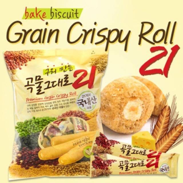 ขนมเกาหลี grain crispy roll 곡물그대로 ทำจากธัญพืช 21ชนิด สอดไส้ครีมชีสบรรจุ