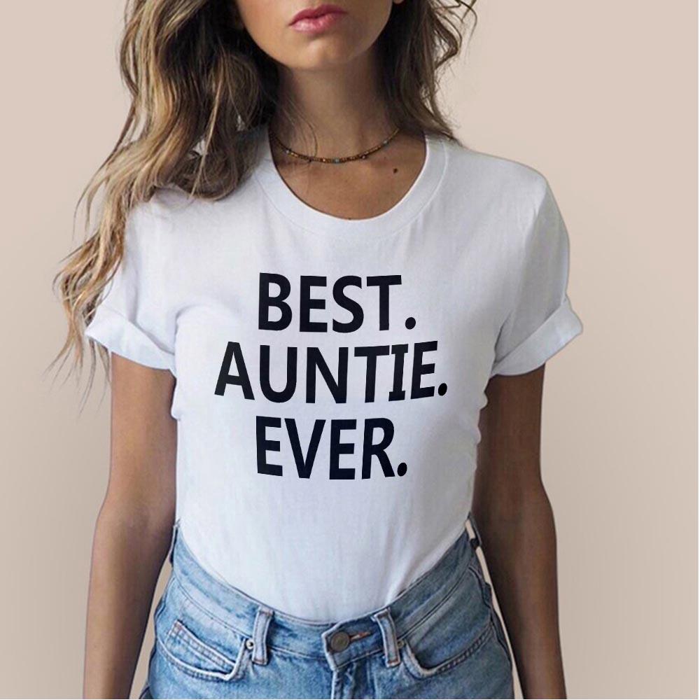 เสื้อยืด คอกลม แขนสั้น พิมพ์ลายคําคม Best Auntie Ever Quote เหมาะกับของขวัญ สําหรับผู้หญิง