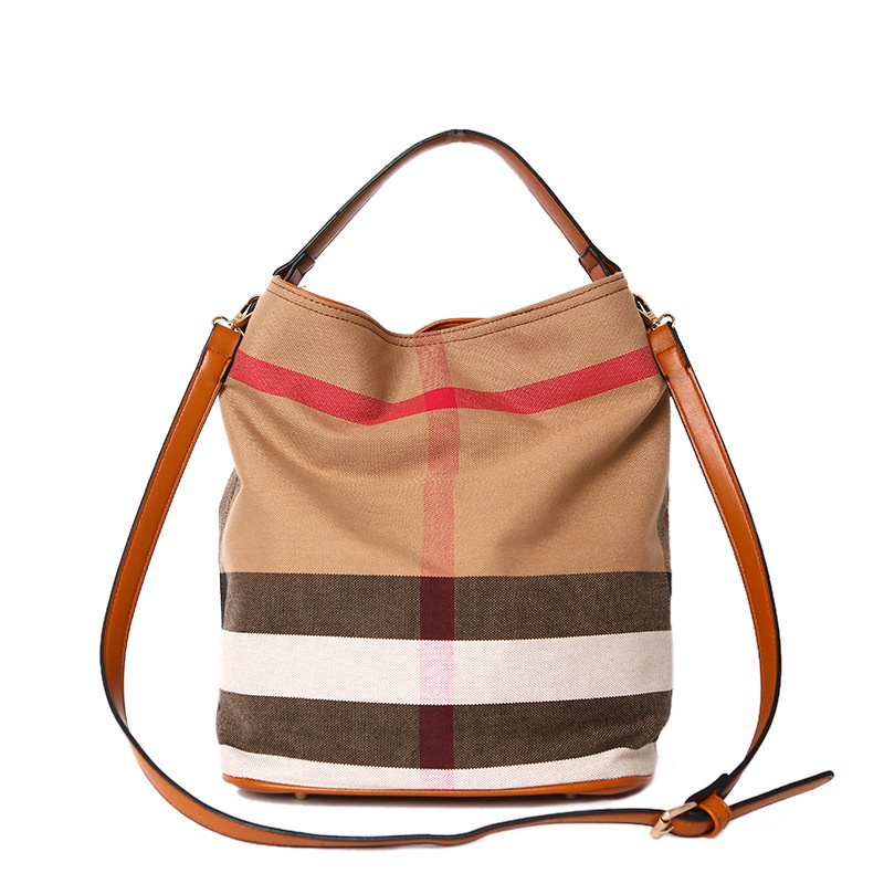 Checkered Drawstring Personality Bucket Bag Shoulder Bag Messenger Bag
