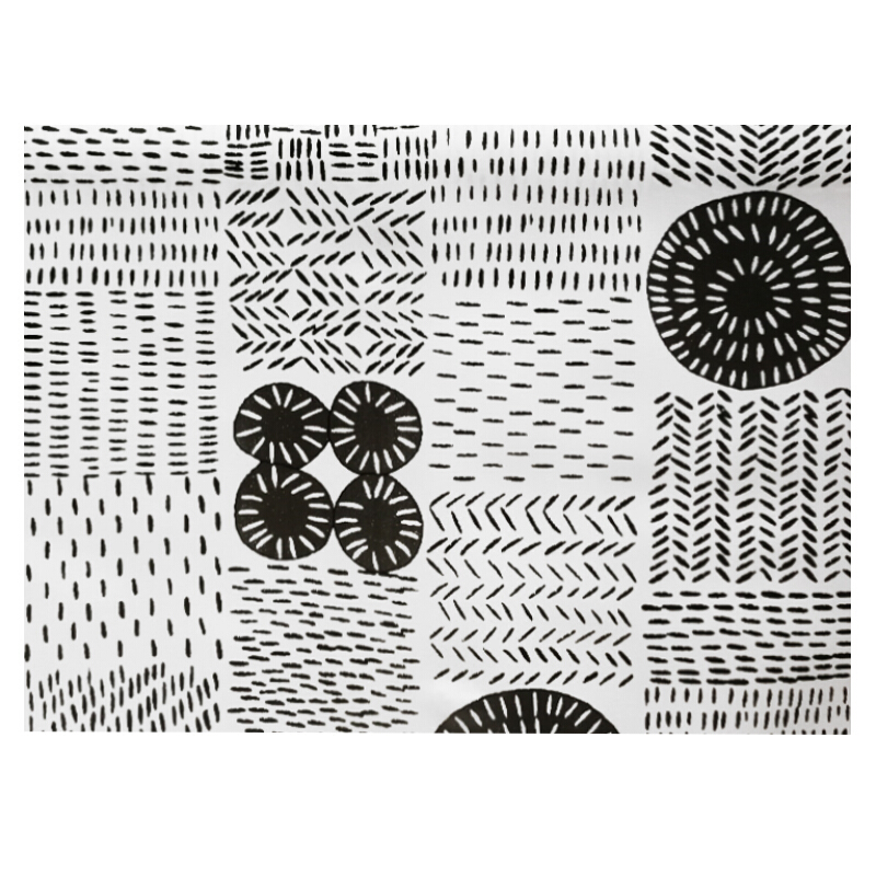 💥โปรสุดพิเศษ!!!💥 ผ้าปูโต๊ะม้วนยาว PVC ลาย (ตัดขายเป็นเมตร) Black Graphic SRITHAI รุ่น P-133 สีขาว - ดำ Kitchen &amp; Table L