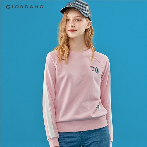 GIORDANO WOMEN Retro graphic raglan sleeves sweatshirt 13399701