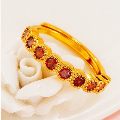Gold Rings, Imitation Ruby Rings, Crystal Jewelry Women's Fashion Rings