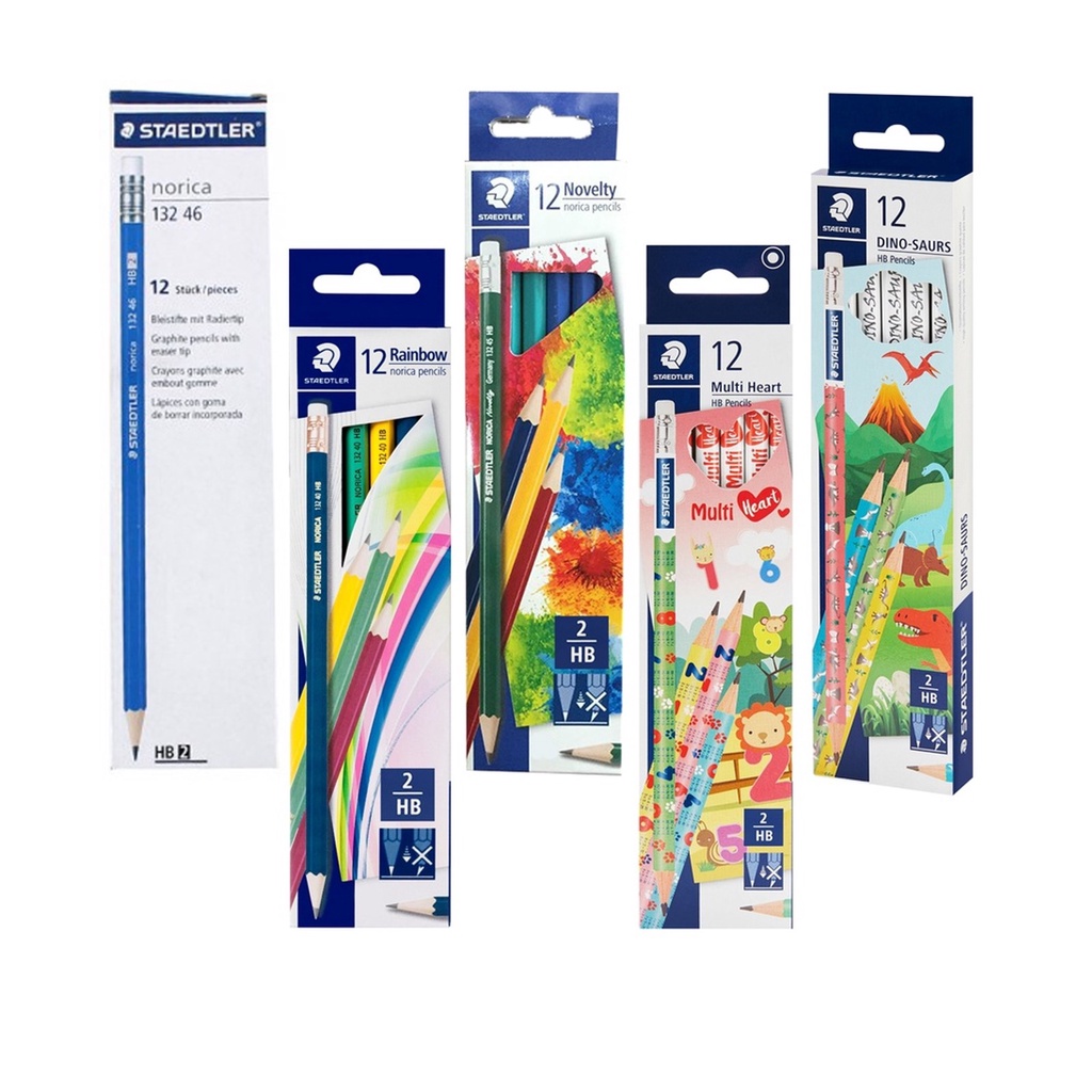 ดินสอ STAEDTLER สเต็ดเลอร์ 132 HB 2B แบบกล่อง ฟรี ยางลบ Luna Exam / Norica / Graphite Penci