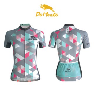 DeMonte Cycling เสื้อจักรยานผู้หญิง ลายเรขาคณิต เนื้อผ้า Microflex ระบายอากาศดีมาก