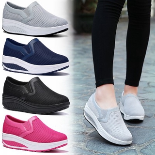 4 Colors รองเท้าลำลองผู้หญิงWomen Casual Cut-outs Wedges Shoes Sneaker Heel Running Sport Shoes