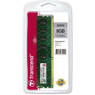 Transcend Ram Memory for Desktop PC DDR3-1333 8GB สินค้ารับประกัน Lifetime Warranty:TS1GLK64V3H